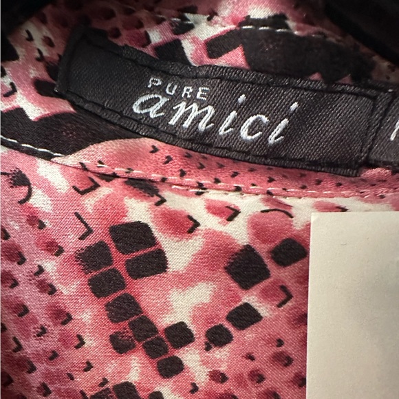 NEW Pure Amici Red Snakeskin 100% Silk Long Sleeve Blouse Luxury Boutique Brand - Picture 6 of 6